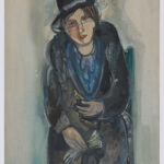 Sitzende Frau in Ausgehgarderobe, Ende 1920er, frühe 30er Jahre, Tempera