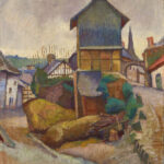 Wegbiegung in einem Fachwerkdorf, 1918